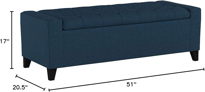 Christopher Knight Home Hikaru Fabric Storage Ottoman, Dark Blue Dimensions: 20.50”D x 51.00”W x 17.00”H