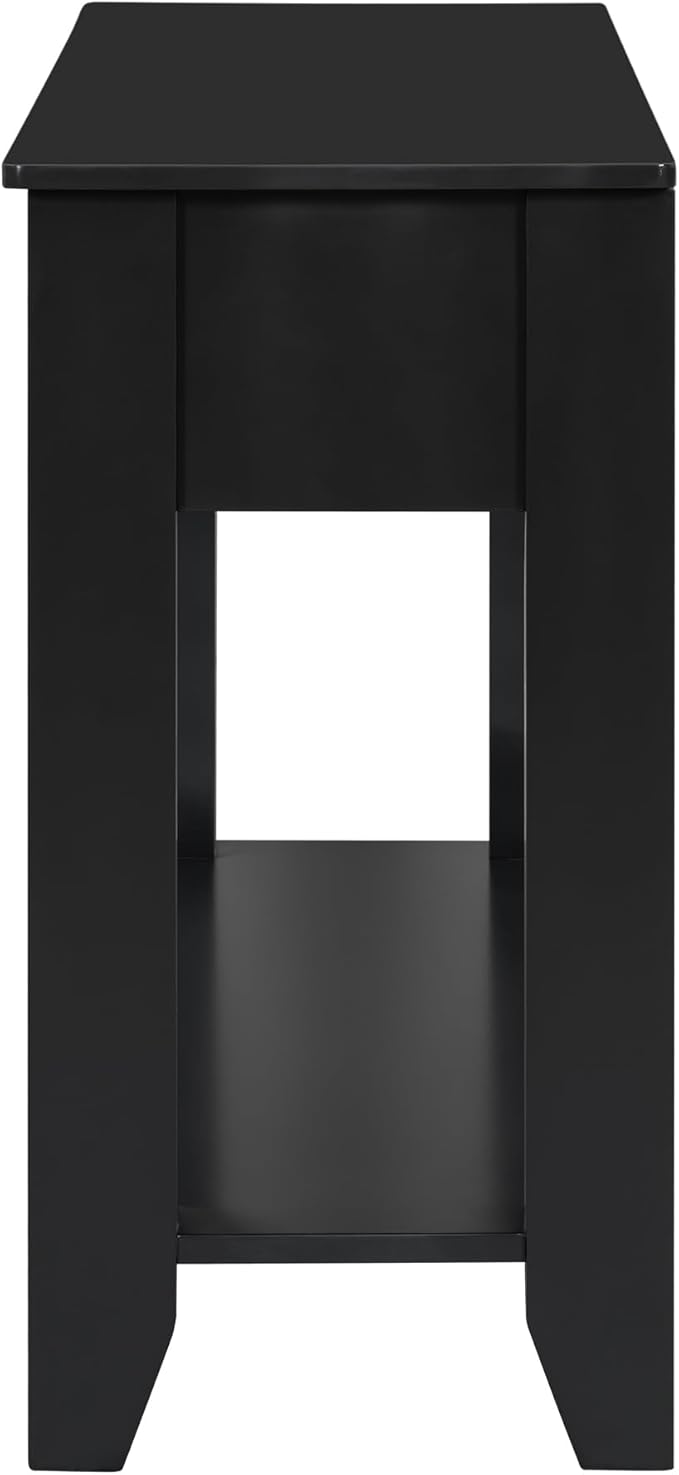 Farmhouse Modern Console Table 55.4-Inch Entryway Sofa Table with Drawers & Storage Shelf for Living Room Hallway Entrance, Black