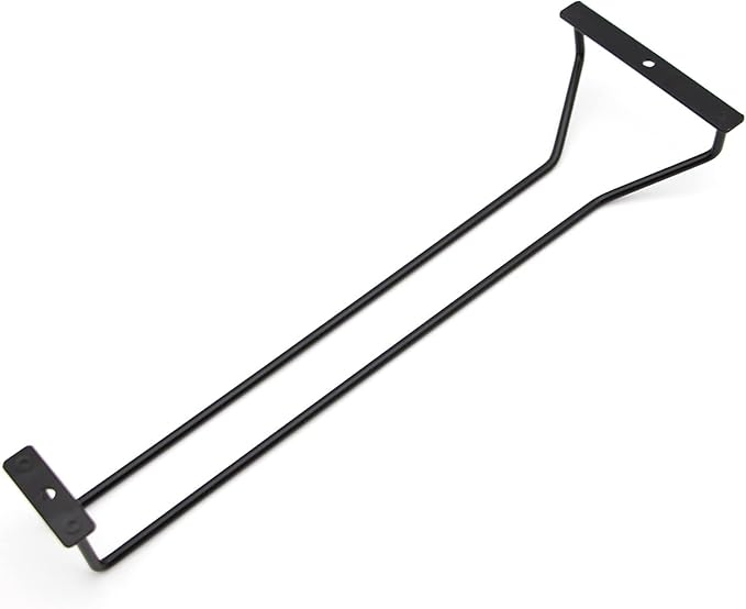 14-Inch Black Wine Glass Rack, Under Cabinet Wine Glass Holder, Stemware Rack, Hanging Stemware Holder, Set of 2