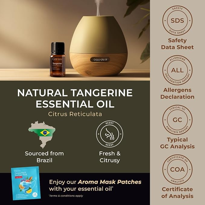 Gya Labs Tangerine Essential Oil for Diffuser - 0.34 Fl Oz - 100% Pure Natural Tangerine Oil for Skin, Massage, DIY Fragrances & Candle Making Scent