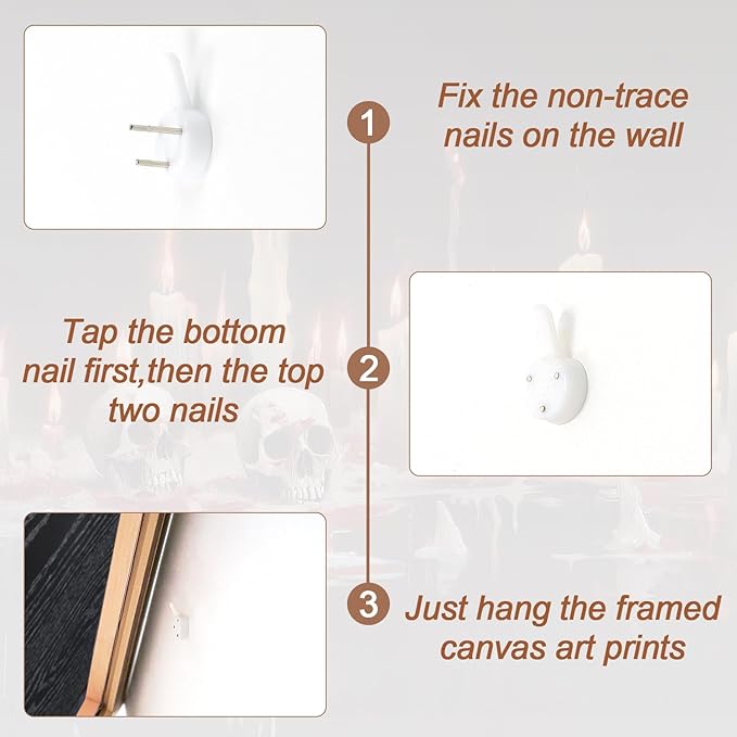 Aurlan Gothic Bloody Skull and Candles Framed Wall Art(40"x20"), Large Horror Dark Academia Halloween Skeleton Canvas Artwork, Modern Goth Spooky Creepy Ghost Decor for Home Office Bedroom