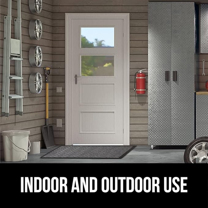 GORILLA GRIP All-Season WeatherMax Doormat, 47x35, Durable Natural Rubber, Stain and Fade Resistant, Low Profile, Indoor Outdoor Door Mats, Easy Clean Patio Entrance Mat, Steel Chevron