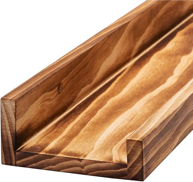 AZSKY Rustic Wood Floating Shelves for Nursery Books Long Wall Bookshelf Photo Picture Ledge Shelf with Lip Wall Shelf for Kids Bedroom Bathroom Living Room Office Frames 36 Inches Set of 2