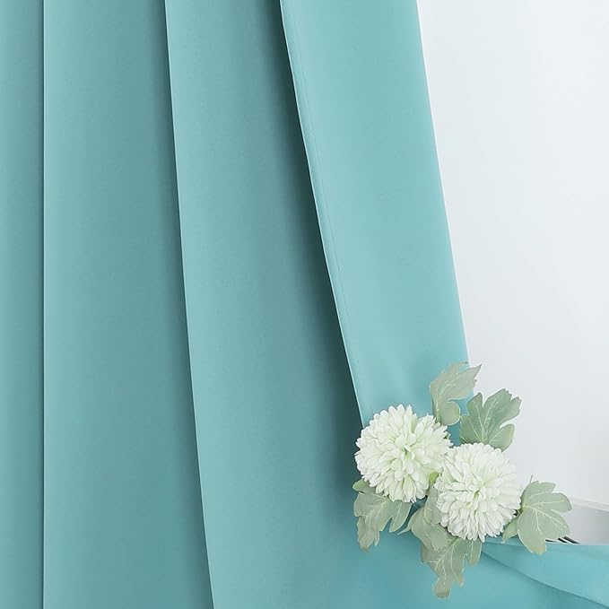 ChrisDowa Blackout Curtains 72 inches Long for Bedroom - 2 Panels Set Grommet Thermal Insulated Room Darkening Curtains for Living Room (Aqua, 52 x 72 Inch)