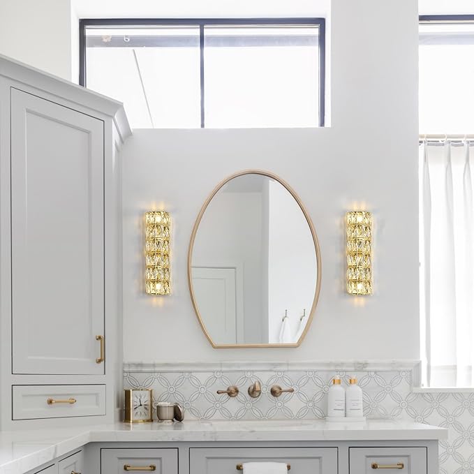 6 Layer Gold Crystal Wall Sconce, Modern Wall Lamp Light Fixture for Bathroom Vanity, Stairway, Kitchen, Living Room, Bedroom, Hallway