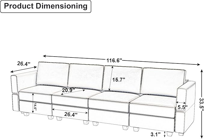 Belffin Modular Sofa Couch with Storage Seats Sectional Sofa Velvet Sofas for Living Room Grey