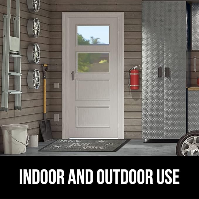 GORILLA GRIP 100% Waterproof All-Season WeatherMax Doormat, 47x35, US Designed Natural Rubber, Stain and Fade Resistant, Low Profile Indoor Outdoor Door Mats, Easy Clean Patio Mat, Stone Paws