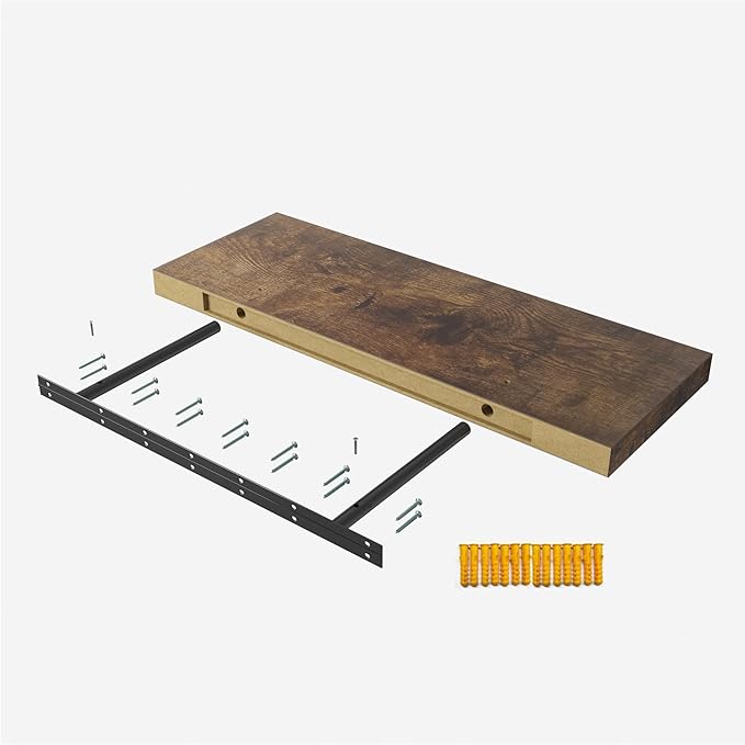 Floating Shelf, Set of 2 Wall Shelf, 30 in W x 12.75 in D x 2 in H Wooden Floating Wall Shelf with Invisible Brackets for Living Room/Bedroom/Bathroom/Kitchen Storage and Decor, Rustic Brown