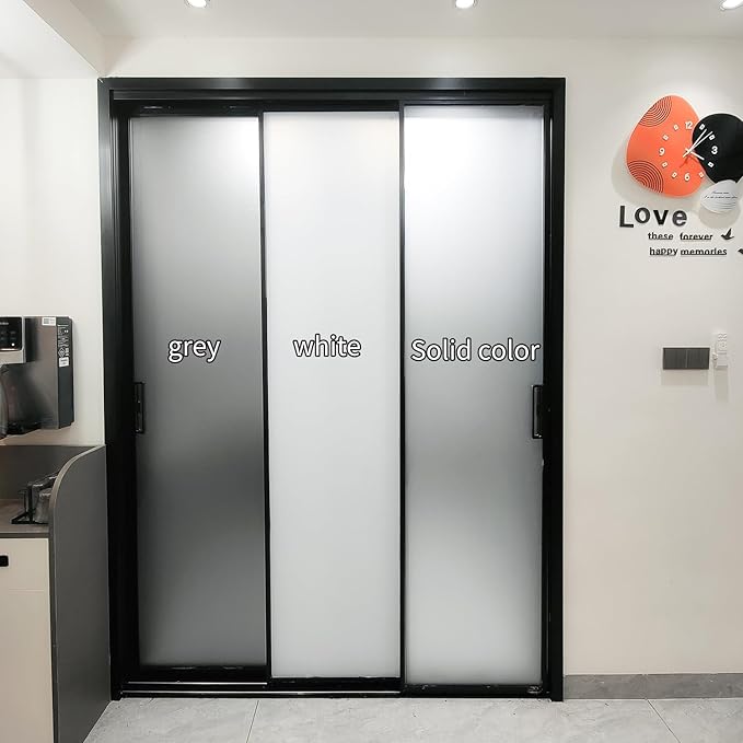 Frosted Glass Window Privacy Film Decorative, Bathroom Privacy Film for Glass Windows Cover, Static Cling, Removable, Reusable, Anti-UV, Anti-Glare, Heat Blocking,Gray,23.6X196.9Inch