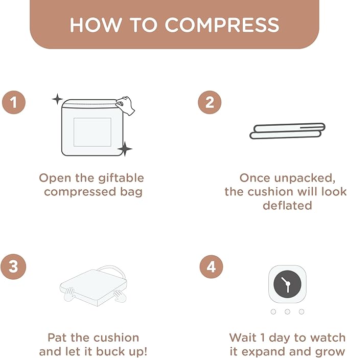 Codi Dining Chair Cushions 4 Pack, Thick Chairs Pads for Indoor Kitchen Room - Washable, Non-Slip Seat Cushion with Ties, 16.5"x16.5"x 3.5", Set of 4, Brown