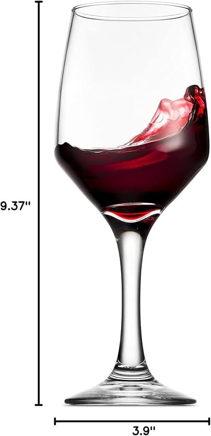 Godinger Wine Glasses, Italian Made Red Wine Glasses, Wine Glass, Stemmed Drinking Glasses, Glass Cups - Made in Italy, 15oz, Set of 4