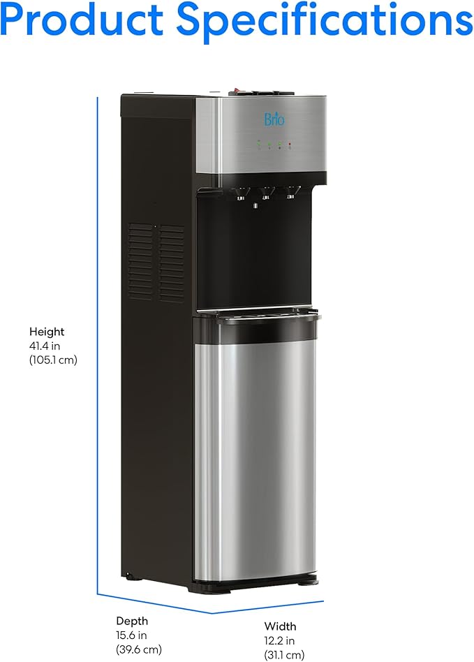 Brio Self Cleaning Bottom Loading Water Cooler Water Dispenser – Limited Edition - 3 Temperature Settings - Hot, Cold & Cool Water