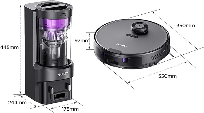 Eureka Robot Vacuum with Bagless Self Emptying Station, 2 in 1 Robotic Vacuum and Mop Combo, 60-Day Capacity, 4000Pa Suction, Auto Lifting Mop, LiDAR Navigation,NER E10s