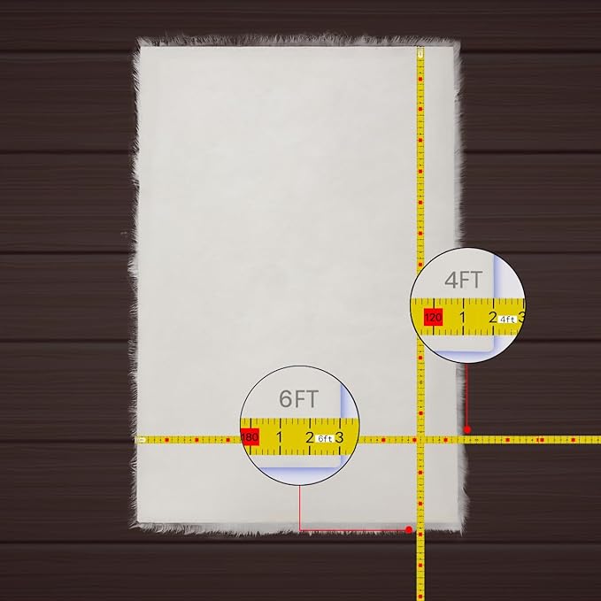 AMTOVO Faux Fur Sheepskin Rug for Living Room, 4 x 6 ft Pink Fluffy Area Rug for Bedroom, Playroom, Luxury Room Decor, Rectangle