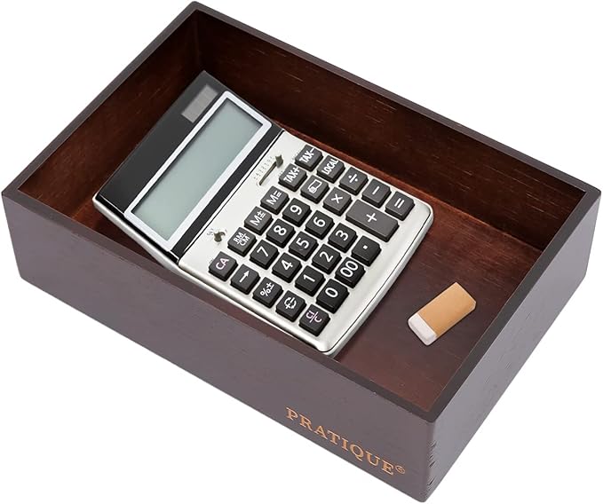 Bamboo Drawer Organizer - Kitchen Utensil Organizer Silverware Tray Cutlery Holder,Office Desk Supplies and Accessories,8.9 * 5.9 * 2.6,Nut-brown