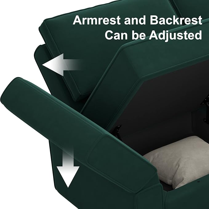 Belffin Modular Sofa Armrest Backrest Module for Modular Sectional Sofa Couch Side Armrest, Backrest Velvet Green