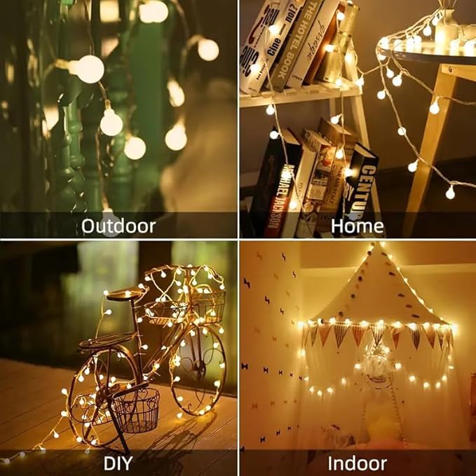 Globe String Lights 65.6 Ft. 120LEDs 8 Modes with Remote,USB Fairy Lights Plug in,Waterproof LED String Lights for Indoor Outdoor Bedroom Party Wedding Garden Christmas Tree Decor,Warm White