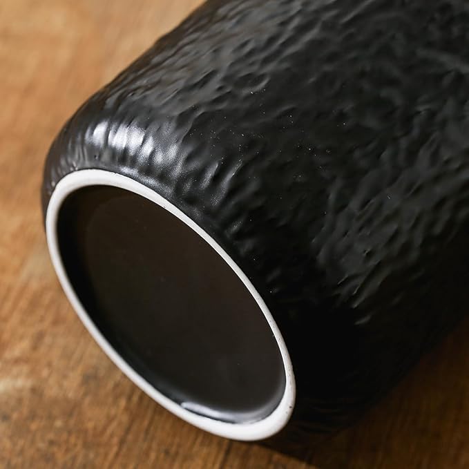 Black White Ceramic Coffee Canister Tea Canister with Seal Wood Lid, Airtight Coffee Storage Container for Coffee Bean, Ground Coffee, Sugar, Cookie Candy jar (White, 800ml)