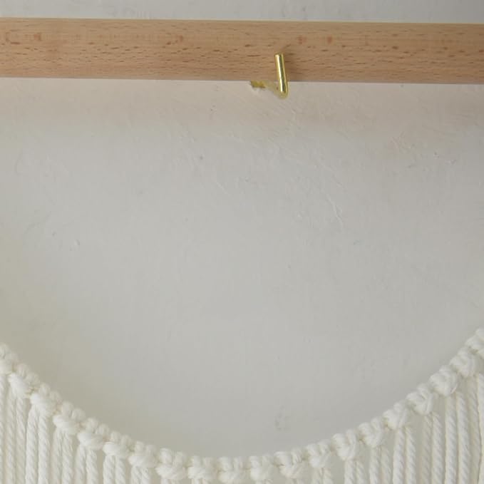 Flber Large Macrame Wall Hanging – Boho Yarn Art Garland with Tassels and Beads, Handmade Rope Decor for Nursery, Party, Wedding, Bedroom, Fireplace Mantel, or Photo Backdrop 57" W x 41" L