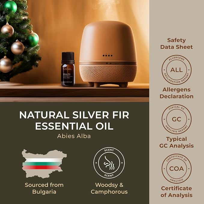 Gya Labs Silver Fir Essential Oil for Diffuser - 0.34 Fl Oz - 100% Pure Natural Silver Fir Oil for Skin, Hair, Aromatherapy & Candle Making Scent