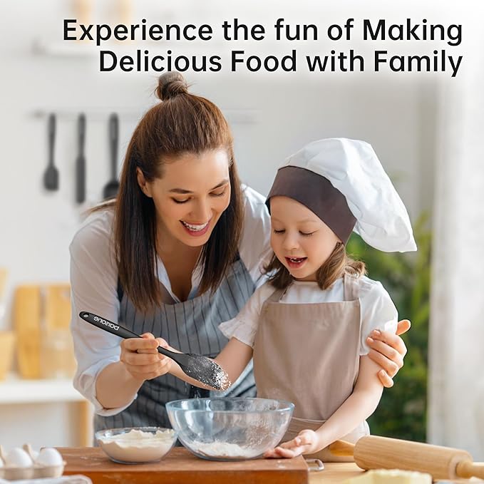 Barsone 4-Piece Silicone Spatula Set( Heat Resistant 446°F Food Grade BPA Free, Nonstick Cookware Safe Dishwasher Safe Kitchen Tools for Baking, Cooking, Stirring, Black)