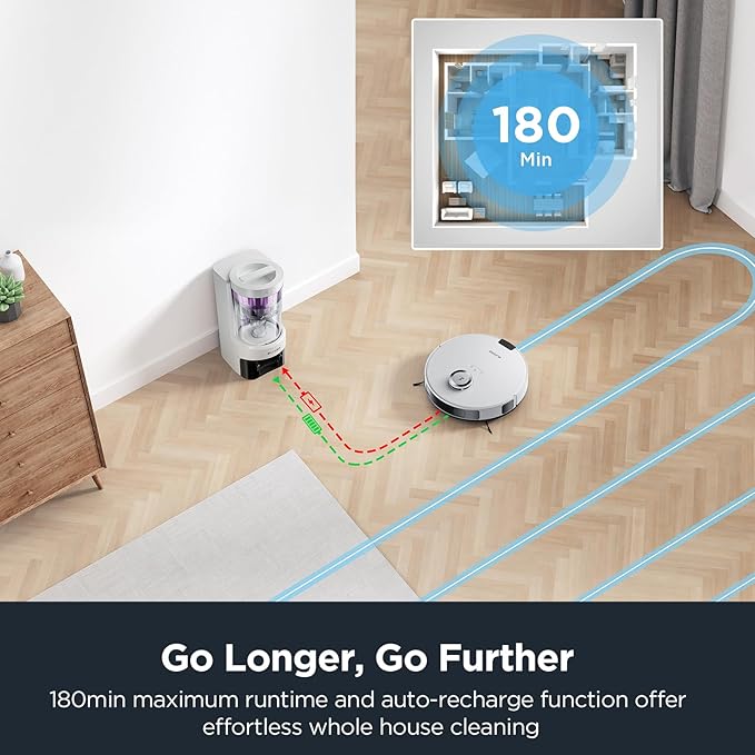 Eureka Robot Vacuum with Bagless Self Emptying Station, 2 in 1 Robotic Vacuum and Mop Combo, 60-Day Capacity, 4000Pa Suction, Auto Lifting Mop, LiDAR Navigation,NER E10s