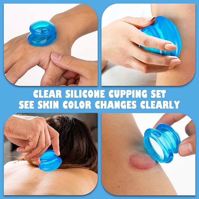 15Pcs Cupping Therapy Set-Professional Silicone Cupping, Suitable for Facial Body Massage/Deep Myofascial Release/Pain Relief/Muscle Relaxation & More (Blue,15pcs)