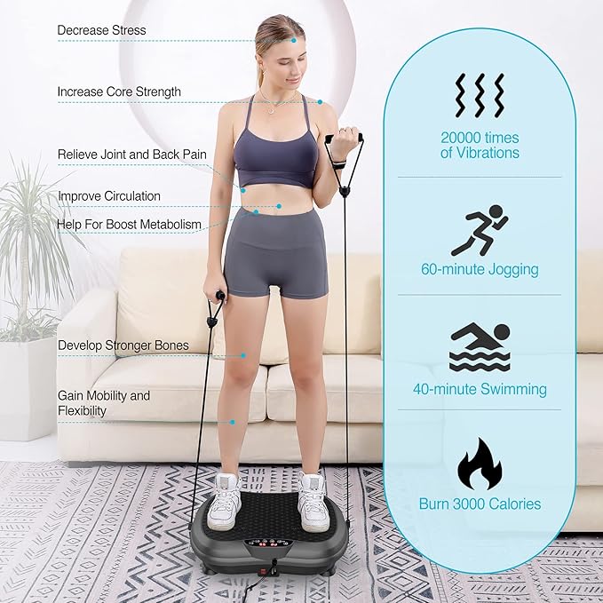 AXV Vibration Plate Exercise Machine Whole Body Workout Portable Mini Vibrate Fitness Platform Lymphatic Drainage Machine for Weight Loss Shaping Toning Wellness Home Gyms Workout (Mini)