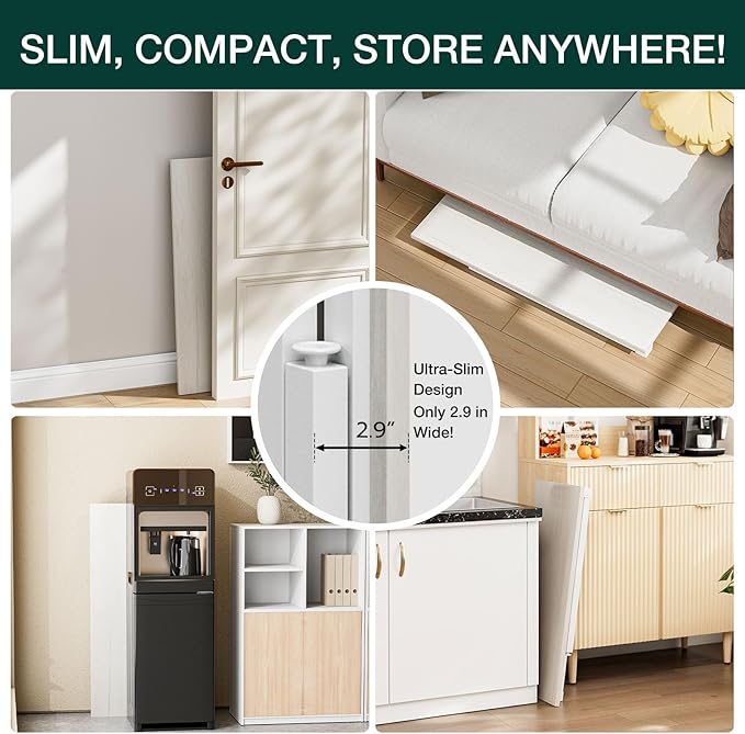 Frylr Small Folding Computer Desk β Portable 35.8 Inch Foldable Laptop Table, Collapsible and Compact for Easy Storage and Fast Setup, Lightweight for Small Spaces, Craft and Study Use, White Ash