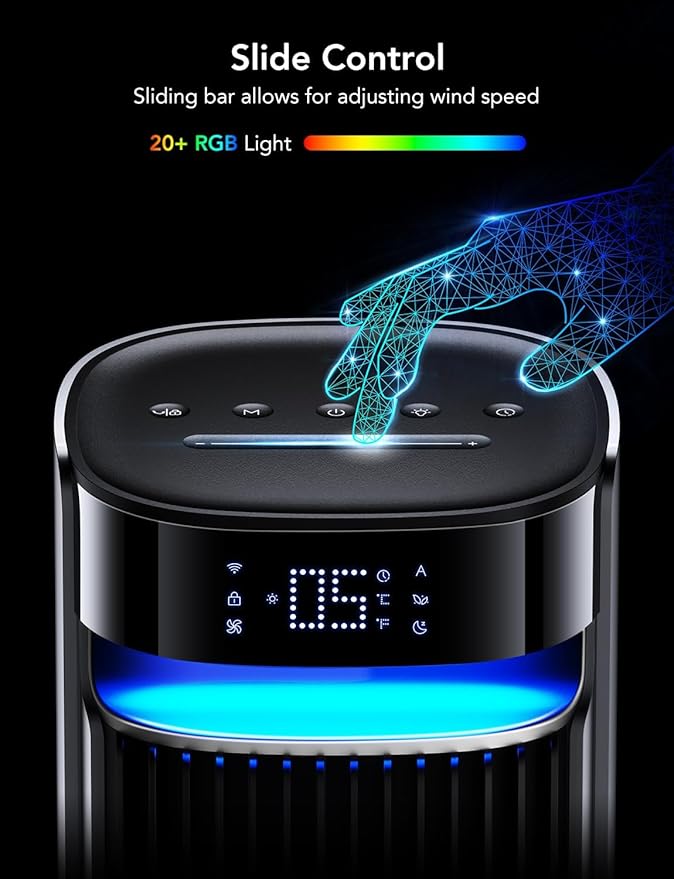 GoveeLife 42'' Tower Fan for Bedroom, Smart Floor Fans with 150° Adjustable Oscillating, APP & Voice Control, 5 Modes 12 Speeds up to 26ft/s, 24H Timer, 27dB Quiet Fan for Cooling Home Office Silver