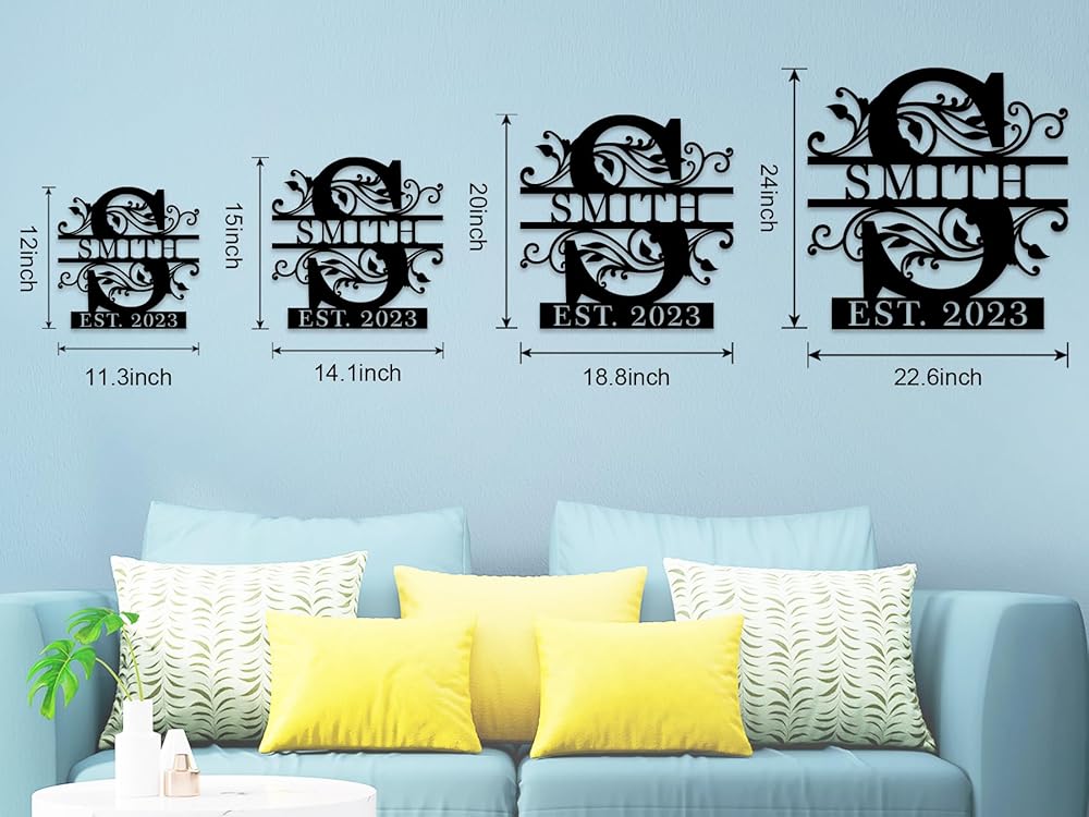 Custom Metal Name Sign | Personalized Metal Signs | Split Letter Monogram Wall Decor | Last Name Sign | Family Name Sign | Anniversary Wedding Gift | Outdoor Metal Art | Housewarming Gift