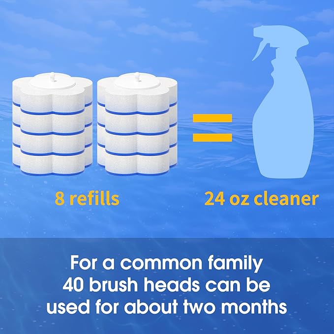 Disposable Toilet Bowl Brush with 40 Toilet Wand Refills, Toilet Bowl Cleaner Wands, Toilet Cleaning System Starter Kit