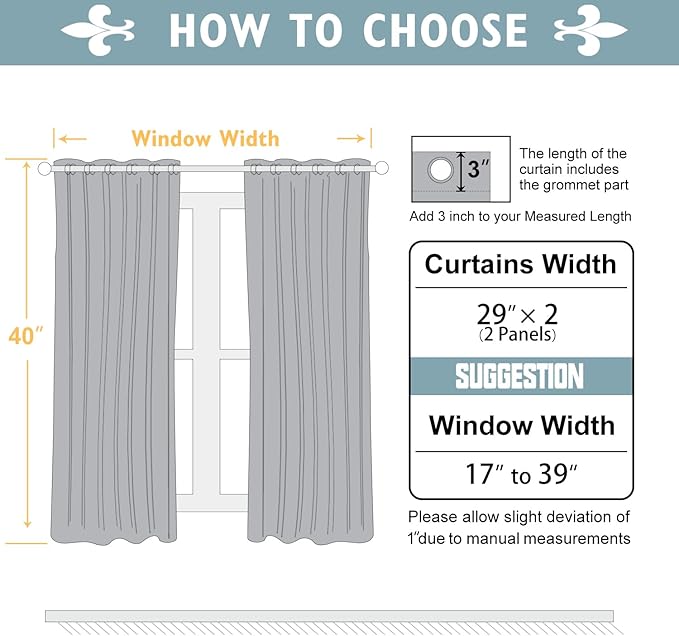 ChrisDowa Small Window Curtains 40 inches Long for Bedroom - Grommet Short Thermal Insulated Room Darkening Curtains for Kitchen (2 Panels, Biscotti Beige, 29 x 40 Inch)