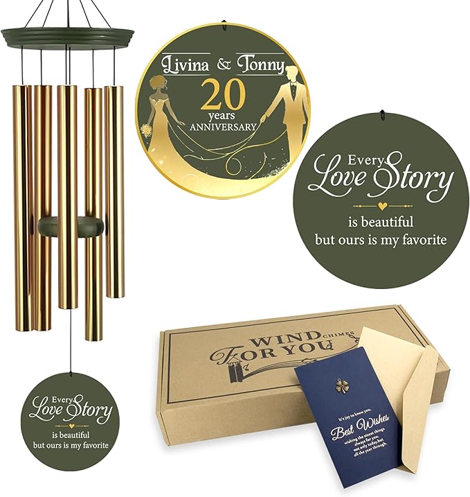 ASTARIN Wedding Memory Day Gifts Wind Chimes Customized, Personalized Wind Chimes 2025, for Couple Women Men, Deep Tone Wooden Windchime