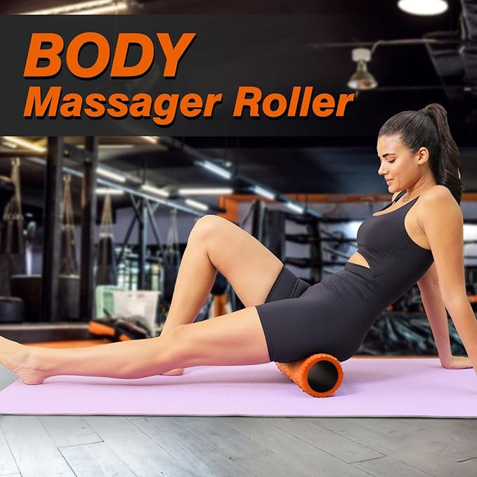 Foam Roller,High Density 15" Foam Roller, Wave Textured Massage Back Roller for Deep Muscle Massage Pilates Yoga,Fitness Exercise Roller for Whole Body Release(Orange)