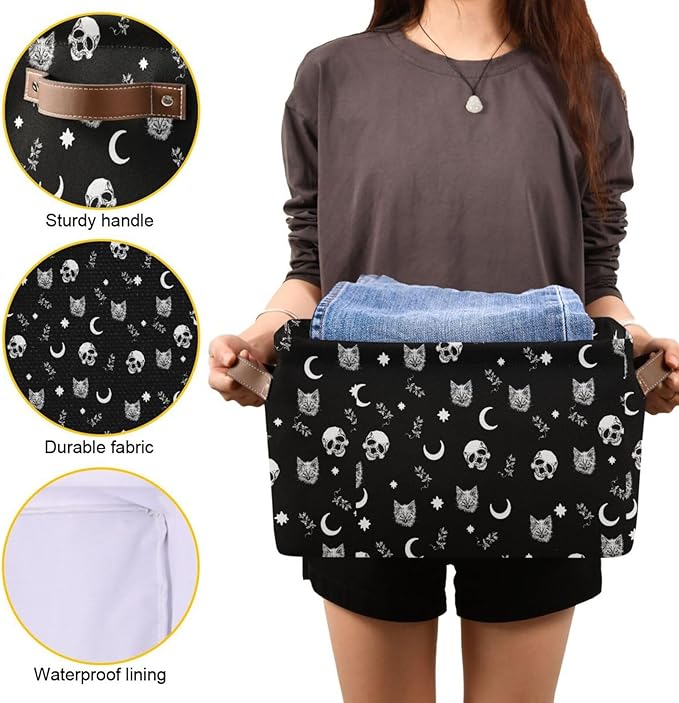 Gothic Pattern Storage Bins Collapsible Shelf Basket Cube with Handle for Nursery Bedroom Bathroom