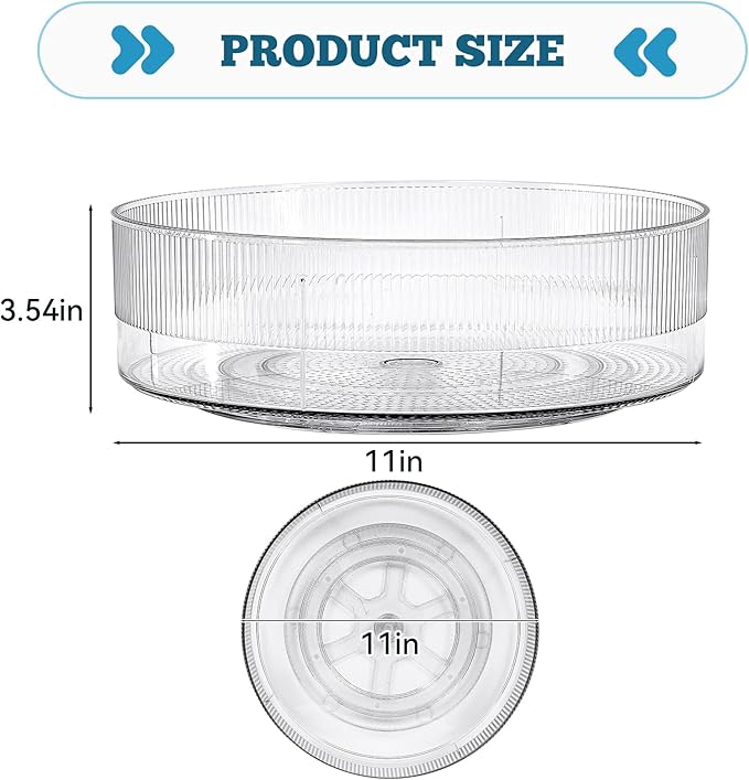 FreshKeeper Plastic Lazy Susan Organizer, Clear Pantry Lazy Susan Turntable for Cabinet and Kitchen 11’’