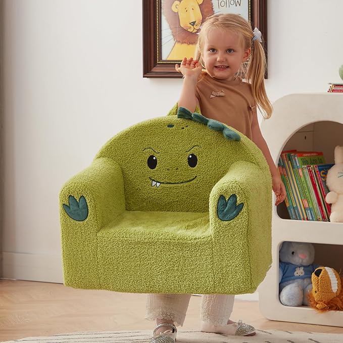 ALIMORDEN Animal Series Kid's Chair, Ultra-Soft Comfy Foam Filled Toddler Sofa Chair, Cute Animal-Shaped Design Toddler Couch, Lightweight Birthday for Baby Boys & Girls (Dinosaur)