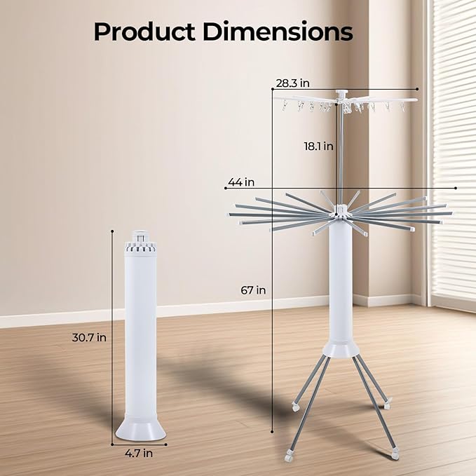 4-Legged Clothes Drying Rack Foldable,Octopus-Shaped Portable Laundry Drying Rack,Outdoor and Indoor Collapsible Drying Rack with 4 Pulleys,2 Tier