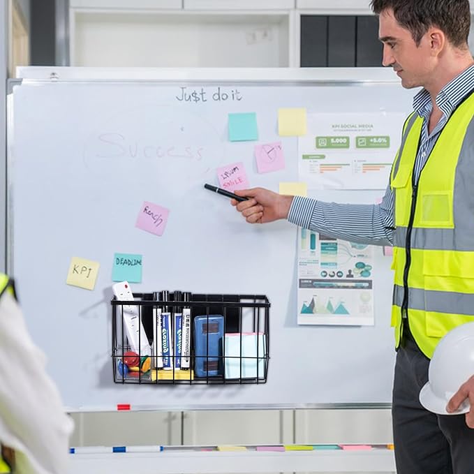 dedoot Magnetic Holder Locker 11"x 3.9"x 5.9" Strong Magnetic Black Mesh Holder Magnetic Basket Organizer Shelf Rack for Whiteboard,Fridge, Sponge, Recipe, Beverage,Refrigerator,Office File Foil