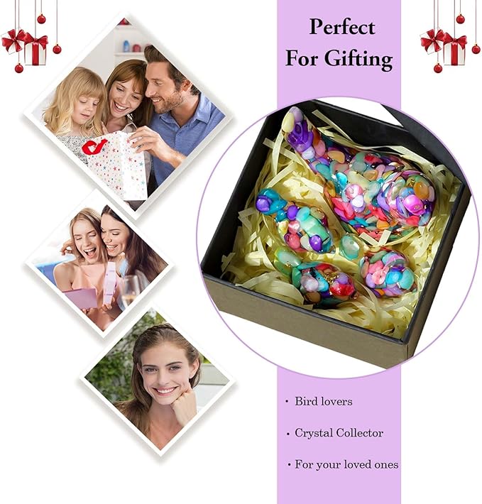 Crystal Bird Figurines, Resin Animal Statues, Miniature Decorative Gravel Birds, Home Decor (4PCS-Colorful)