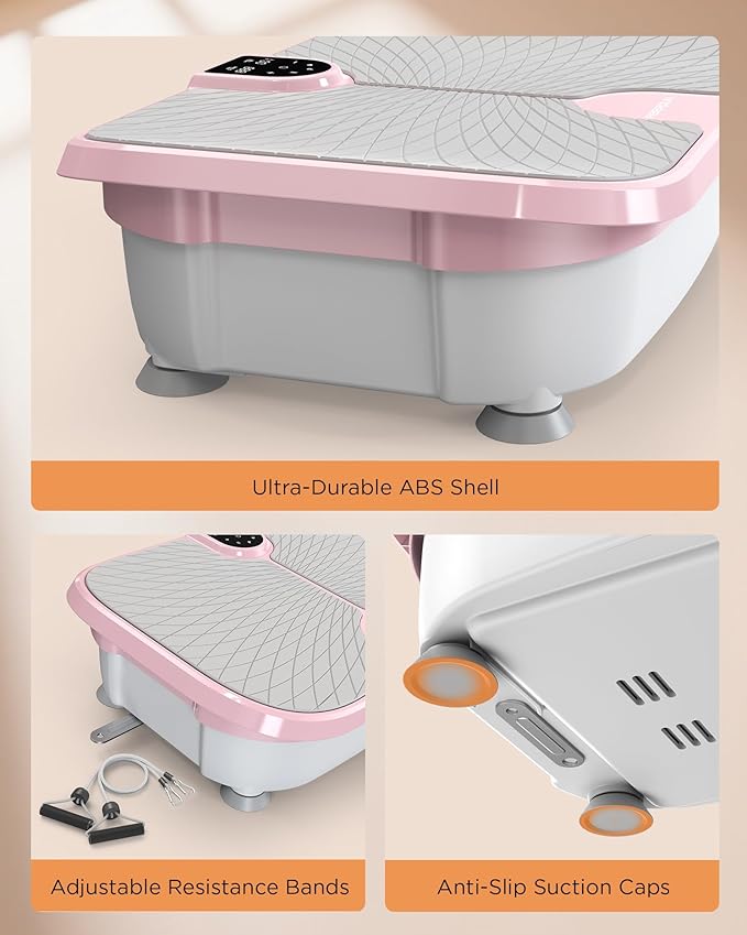 FEIERDUN Vibration Plate Exercise Machine, 400 LBS Capacity Vibration Plate for Lymphatic Drainage, Max Space for Whole-Body Workout & Relaxation at Home