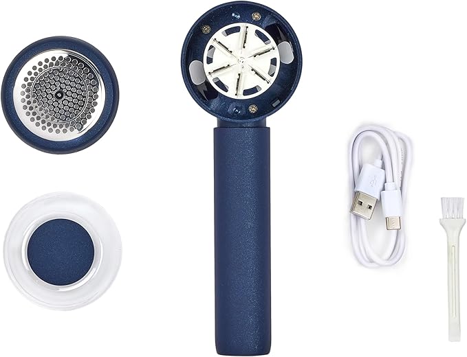 BLACK+DECKER Rechargeable USB-C Fabric & Garment Shaver – Large Capacity Lint Remover for Clothing and Upholstery, 6 Stainless Steel Blades