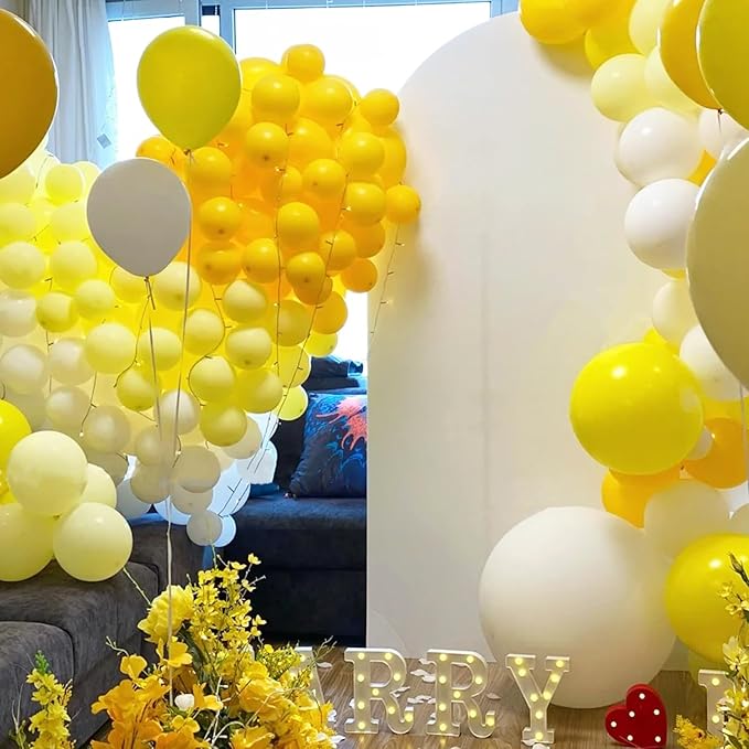 130pcs Pastel Yellow Balloons Different Sizes 18" 12" 10" 5" Light Yellow Latex Balloon Garland Arch Kit for Birthday Baby Shower Graduation Wedding Gender Reveal Party Decorations