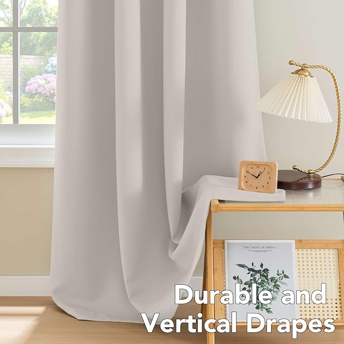 H.VERSAILTEX Blackout Curtains for Bedroom Thermal Insulated Room Darkening Living Room Curtains 72 Inch Long Grommet Privacy Protection Window Curtain Panels/Drapes for Nursery,2 Panels,Ivory/Cream