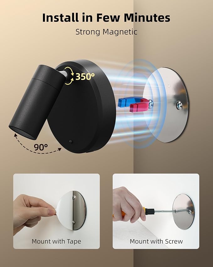 EZVALO Spotlights Indoor with Remote, 5500mAh Rechargeable Picture Lights, Wireless LED Uplighting with Timer&Dimmable, 3CCT, Display Lights for Plant Painting, Artwork, Accent Lighting (2Pack-Black)