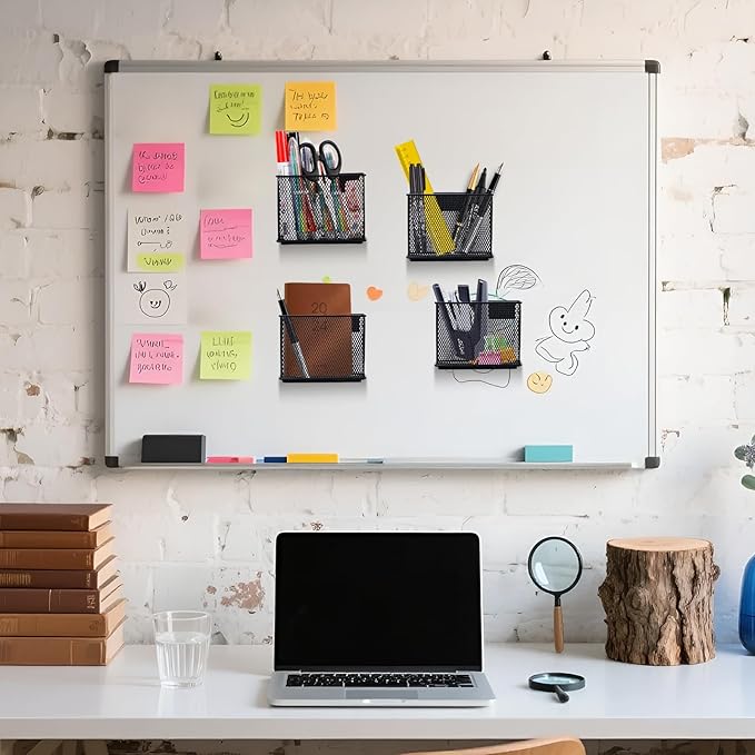 4.5' × 2.2'' × 3.5'' Magnetic Basket for Whiteboard Black Magnetic Basket for Fridge Magnetic Organizer Holder with 4 Strong Magnets Magnetic Holder for Refrigerator Locker,Set of 4