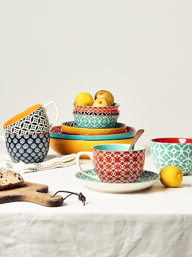 DOWAN Coffee Mugs Set of 4, 24 oz Large Coffee Mugs, Jumbo Soup Mugs With Handles, Ceramic Coffee Cups for Coffee Cereal Latte for Men Women, Housewarming Wedding Gift, Vibrant Colors