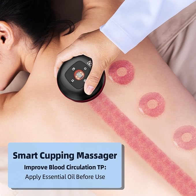 2 Electric Cupping Therapy Set, 5-in-1 Smart Cupping kit with Red Light Therapy, Gua Sha Massage Tool, Relieves Neck Shoulder Back Aches Muscle Soreness, Improves Blood Circulation - Red