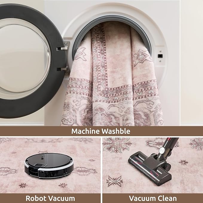 AMOAMI Vintage 2X10 Runner Rug Non Slip Soft Runners for Hallways Washable Hallway Runner Rug Bedside Rugs for Bedroom Long for Hallways Entryway Laundry Room Stair Kitchen Bathroom